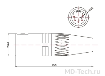 MD Cable X5CM-CG Разъем XLR 5пин (Папа). (Артикул X5C1M) 